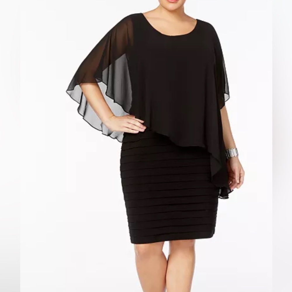 Betsy & Adam Black Dress with Pink Accent